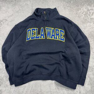 Vintage University of Delaware Quarter Zip Oversized Sweatshirt Jansport Black